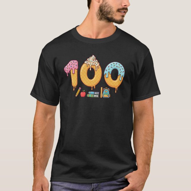 Sweet 100 Days of School Ice Cream Celebration  T Shirt (Framsida)