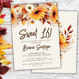 Sweet 16 Birthday Beige Fall Blommigt Inbjudningar