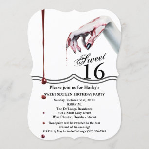 Sweet 16 Birthday Inbjudan zombie blodsdroppvampyr