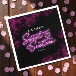 Sweet 16 Birthday Shock rosa Neon Glow Mörk Party Pappersservett