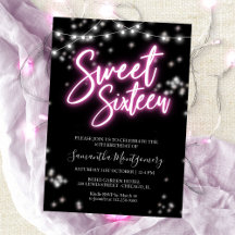 Sweet 16 Birthday Shock rosa Neon Thned Party