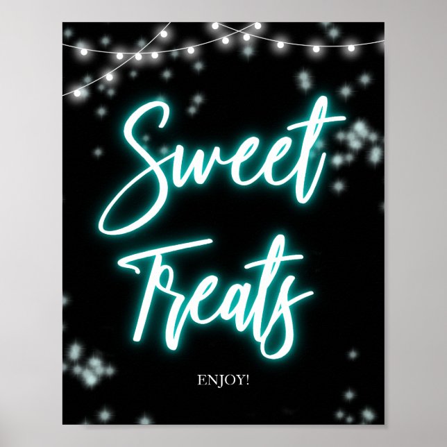 Sweet 16 Birthday Teal Neon Sweet Treats Sign Poster (Framsidan)