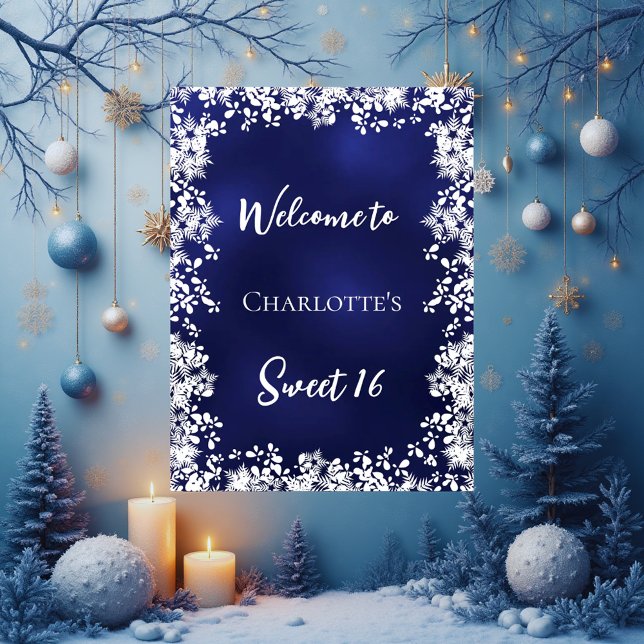 Sweet 16 blue snowflakes welcome poster (Skapare uppladdad)