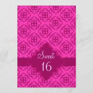 Sweet 16 Födelsedagsfest Rosa Arabesque Graphic Inbjudningar