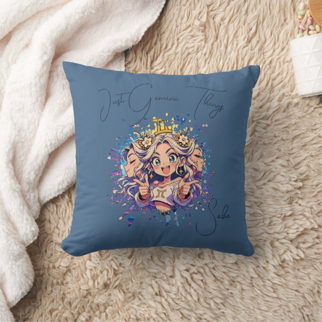 Sweet 16 Gemini Anime Custom Name Pillow Kudde (Filt)