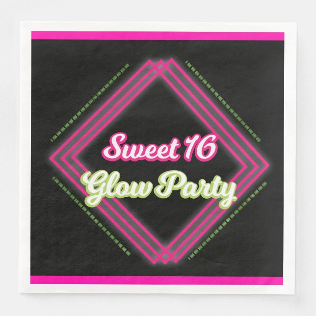 Sweet 16 Glödande Party Pappersservett (Framsida)