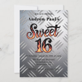 Sweet 16 In Flames and Silver Plate Birthday Party Inbjudningar