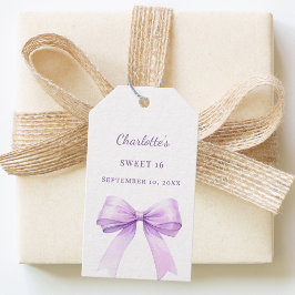 Sweet 16 lavender bow DIY write by hand Presentetikett