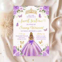 Sweet 16 Light Purple Princess Blonde Girl Inbjudningar