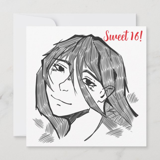 Sweet 16, lineart  julkort (Framsida)