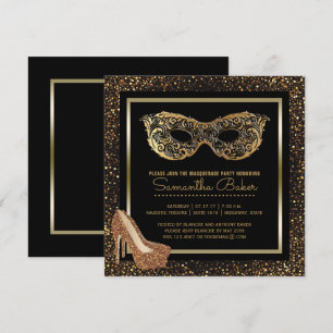 Sweet 16 Masqueraad Party Guld Sweet sixteen Inbjudningar