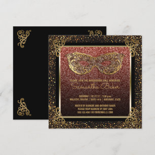 Sweet 16 Masqueraad Party Rosa Guld Sweet sixteen Inbjudningar