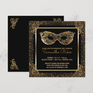 Sweet 16 Masqueraad Party Sweet sixteen Guld Inbjudningar