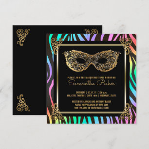Sweet 16 Masqueraad Party Sweet sixteen Zebra Inbjudningar