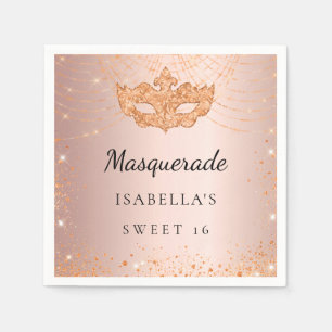 Sweet 16 Masqueraade ro guld-gnistor party Pappersservett