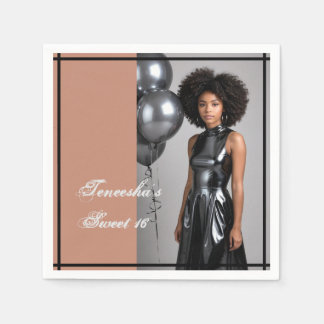 sweet 16 party paper napkin mocha brown pappersservett