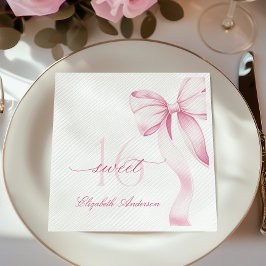 Sweet 16 Pink Bow Napkins Pappersservett