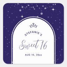 Sweet 16 Princess Tiara Crown Navy Blue Birthday