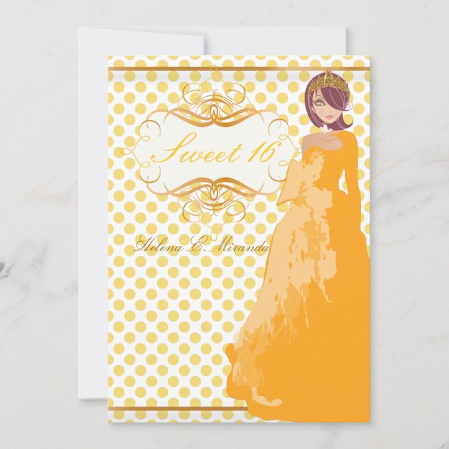 Sweet 16/ prinsessa/prickiga mönster inbjudningar (Framsida)