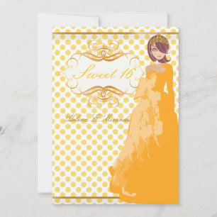 Sweet 16/ prinsessa/prickiga mönster inbjudningar
