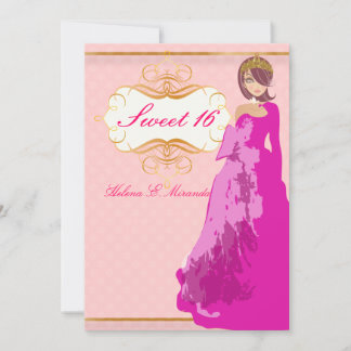 Sweet 16/prinsessa/prickmönster inbjudningar