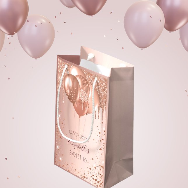 SWEET 16 ro  glitter-ballonger vid guld (Skapare uppladdad)