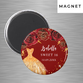 Sweet 16 röd glitterdräkt namn magnet