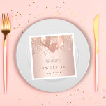Sweet 16 rose gold glitter balloons monogram 16th pappersservett<br><div class="desc">For an elegant Sweet 16,  16th birthday party.  A rose gold gradient background. Decorated with rose gold,  pink faux glitter drips,  paint dripping look, glitter drops and balloons.  Personalize and add a name,  text/age and a date.</div>