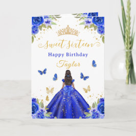 Sweet 16 Royal Blue Princess African American Girl Kort