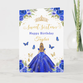 Sweet 16 Royal Blue Princess Blonde Girl Kort