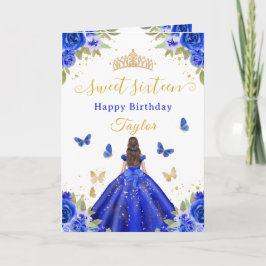 Sweet 16 Royal Blue Princess Brunette Girl Kort
