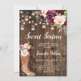Sweet 16 Rustic Boho Blommigt String Ljus cinati Inbjudningar