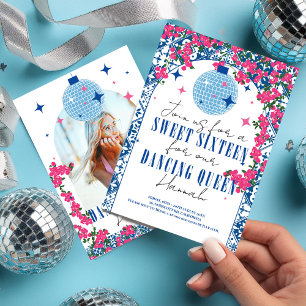 Sweet 16 Santorini Musical Bougainvillea mamma mia Inbjudningar