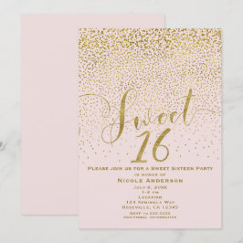 SWEET 16 Sexton Blush Rosa & Guld Konfetti Inbjudningar