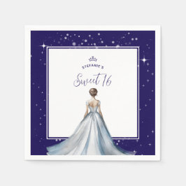 Sweet 16 Silver Ball Gown Dress Navy Blue Birthday Pappersservett