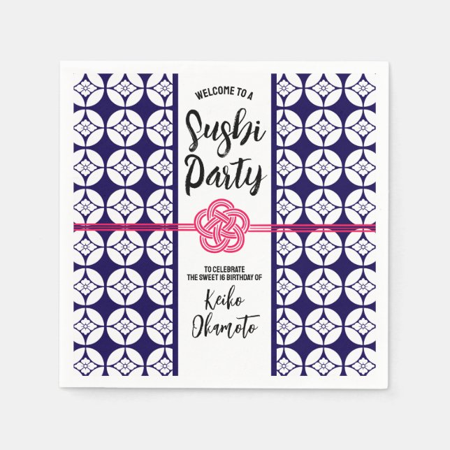 Sweet 16 Sushi party 花菱七宝紋 Hanabishi Shippo Pappersservett (Framsidan)