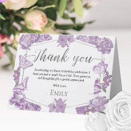 Sweet 16 Tack, Blommigten Card Butterfly Lavender Tack Kort