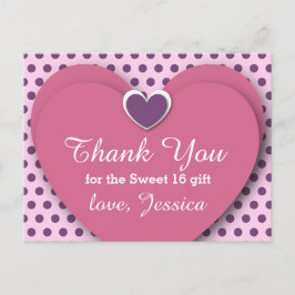 SWEET 16 Tack Hearts Dots B03 LILA Vykort