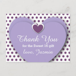 SWEET 16 Tack Hearts Lila Polka dots B05 Vykort