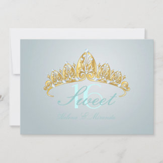 Sweet 16/ tiara/ blue topaz inbjudningar