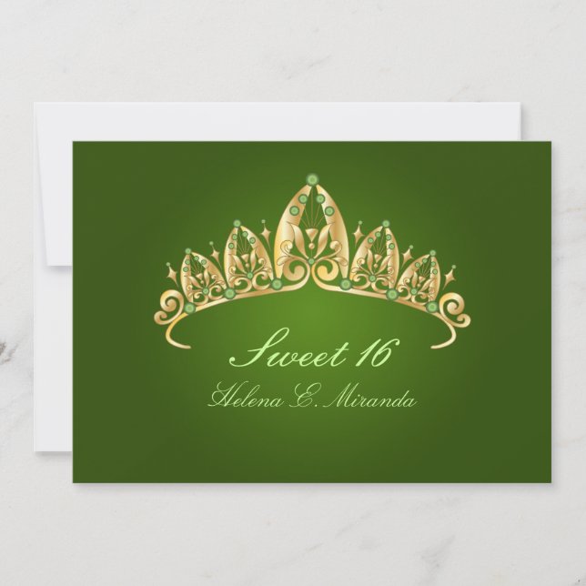 Sweet 16/ tiara/emerald inbjudningar (Framsida)