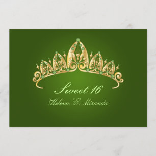 Sweet 16/ tiara/emerald inbjudningar