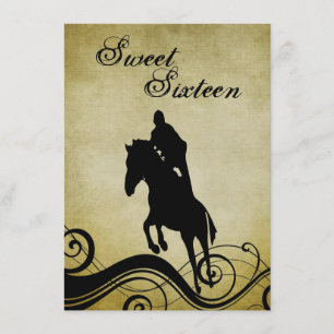 Sweet 16 Vintage Horse Jumping Birthday Inbjudan