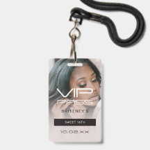 Sweet 16 VIP-pass Bjudningsfoto-märke