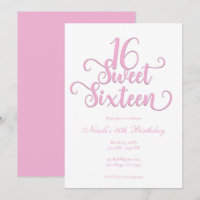 Sweet 16 Vit & bubbelgummi rosa typ födelsedag 