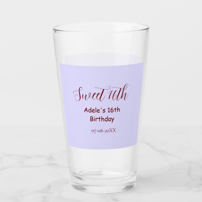 Sweet 16th birthday purple pastel mauve retro name glaskopp (Framsida)
