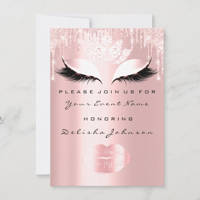 Sweet 16th Drips Rosa Quinceanera Ro Princess Inbjudningar (Framsida)