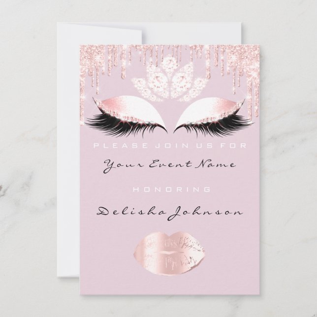 Sweet 16th Drips Rosa Quinceanera Royal Princess Inbjudningar (Framsida)