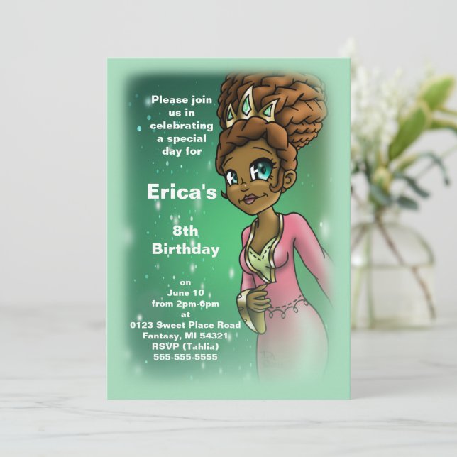 Sweet African American Princess Födelsedagsfest Inbjudningar (Stående Fram)