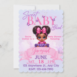 Sweet Afro Puff Flicka Rosa/Lila Baby Shower